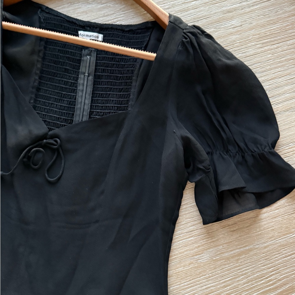 Reformation Black Puff Sleeve Blouse